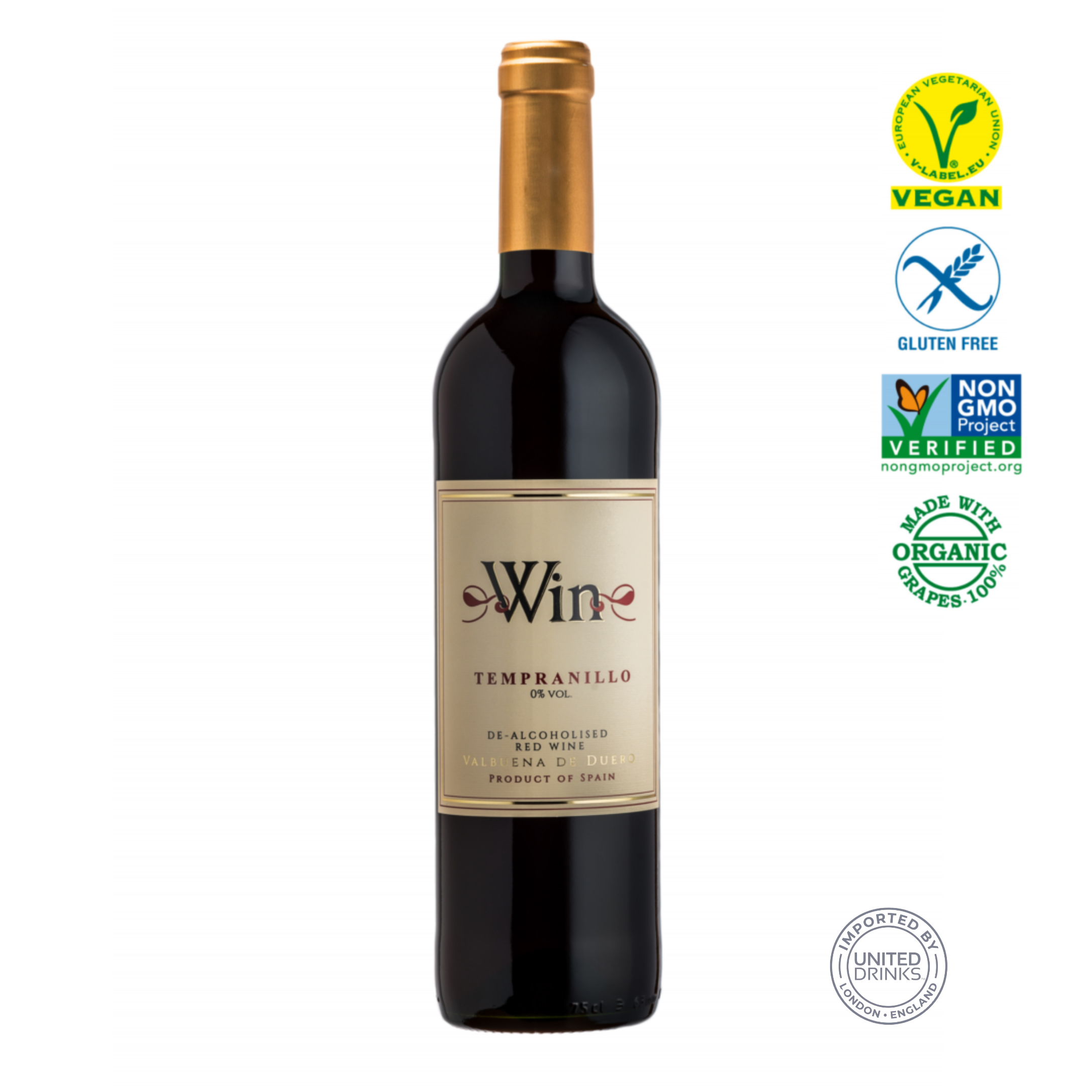 Win Tempranillo Organic De-Alcoholised Red Wine 75cl 0% ABV