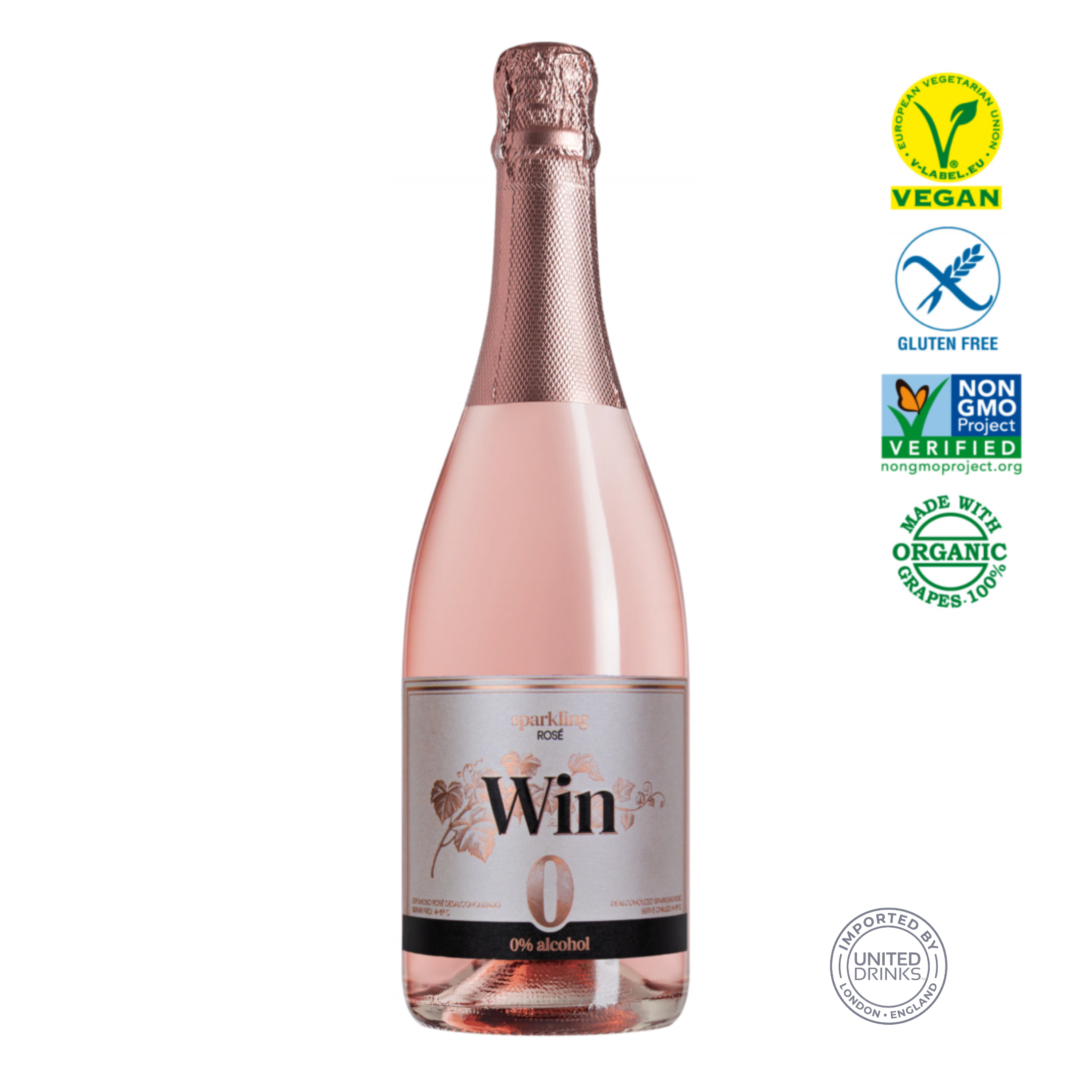 Win Rosé Sparkling Organic De-Alcoholised Wine 75cl 0% ABV
