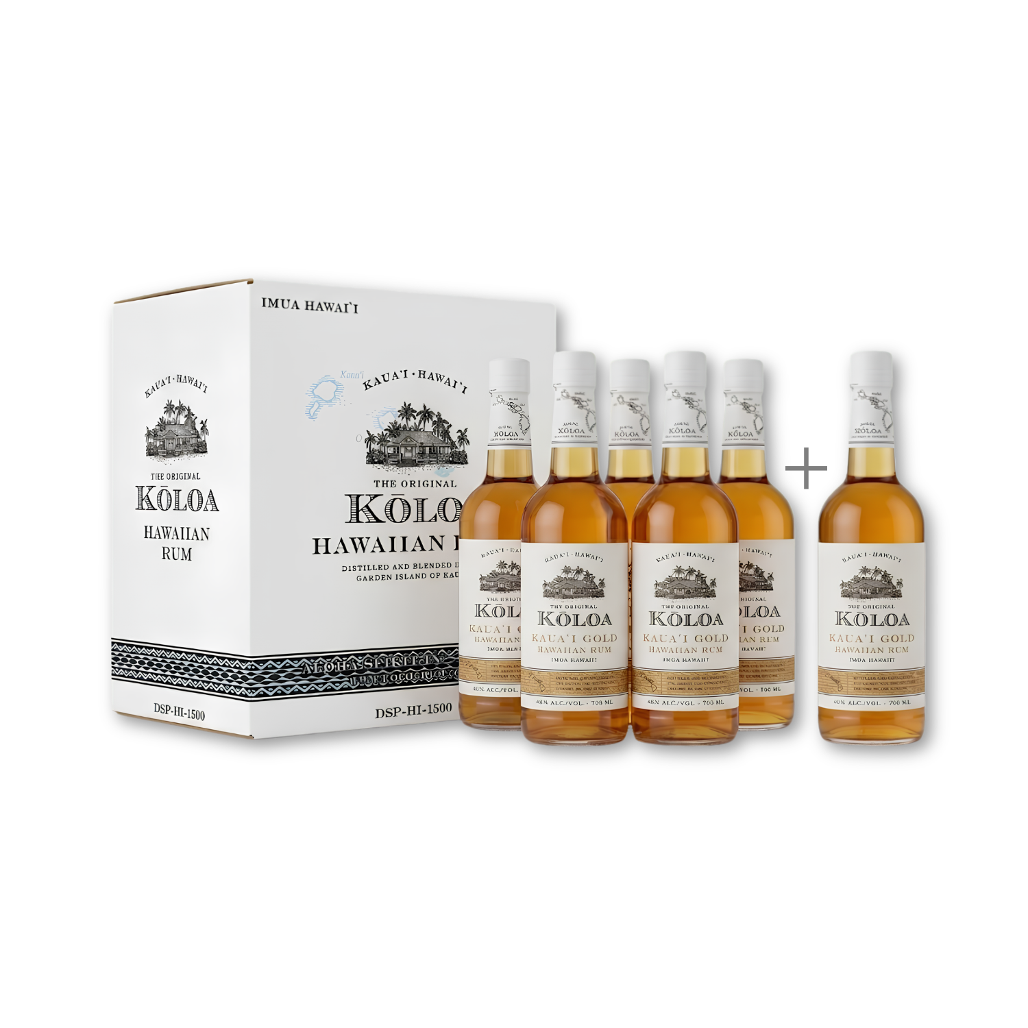 Kōloa Kaua'i Gold Hawaiian Rum — 5+1 Case Deal