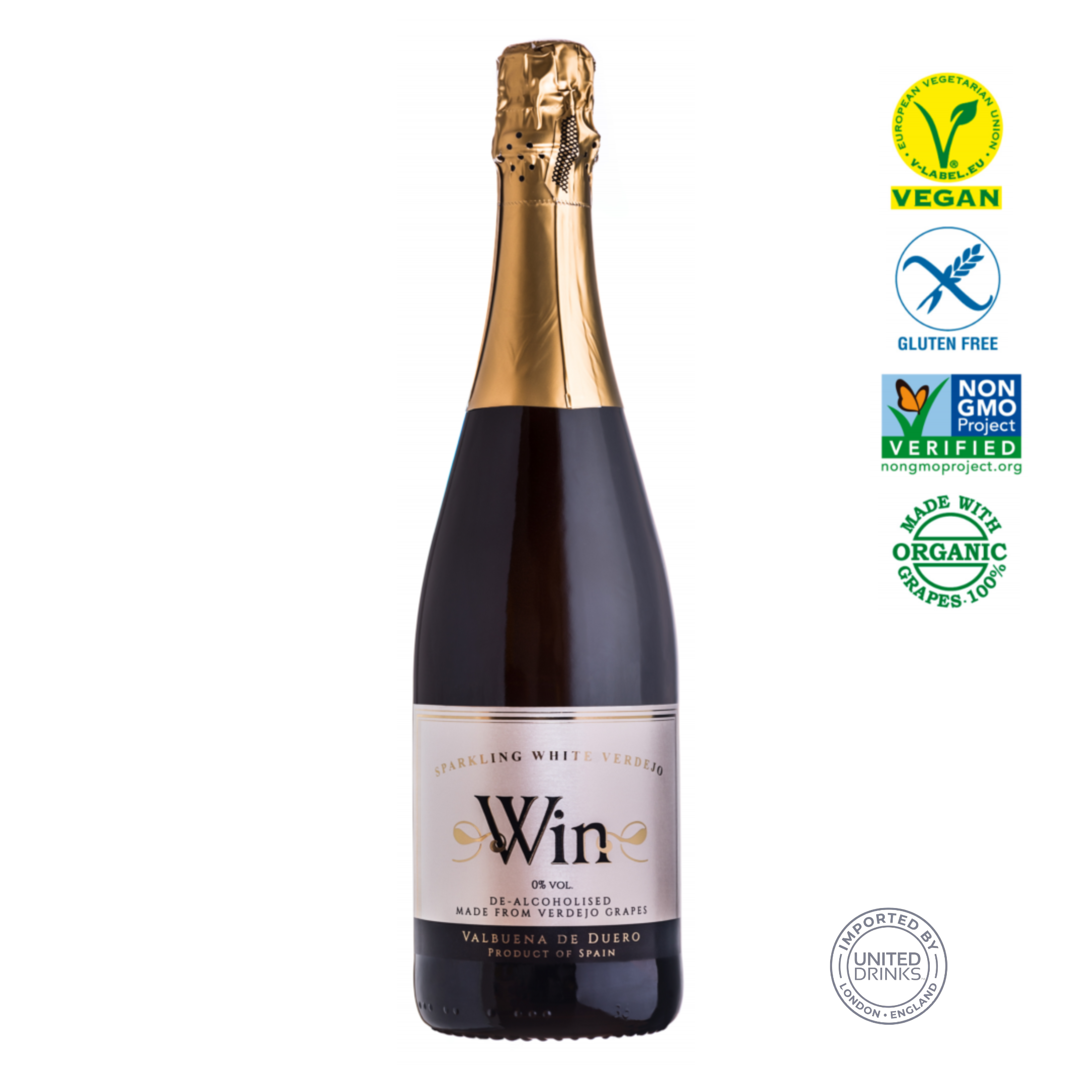 Win White Sparkling Organic De-Alcoholised Wine 75cl 0% ABV