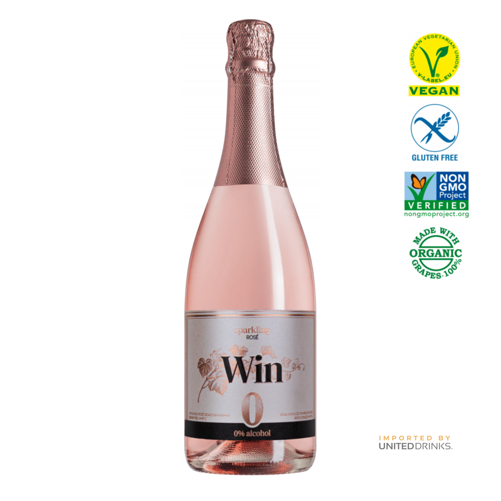 Win Rosé Sparkling Organic De-Alcoholised Wine 75cl 0% ABV