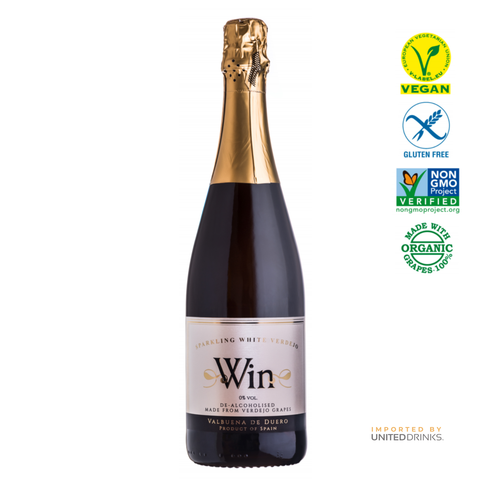 Win White Sparkling Organic De-Alcoholised Wine 75cl 0% ABV