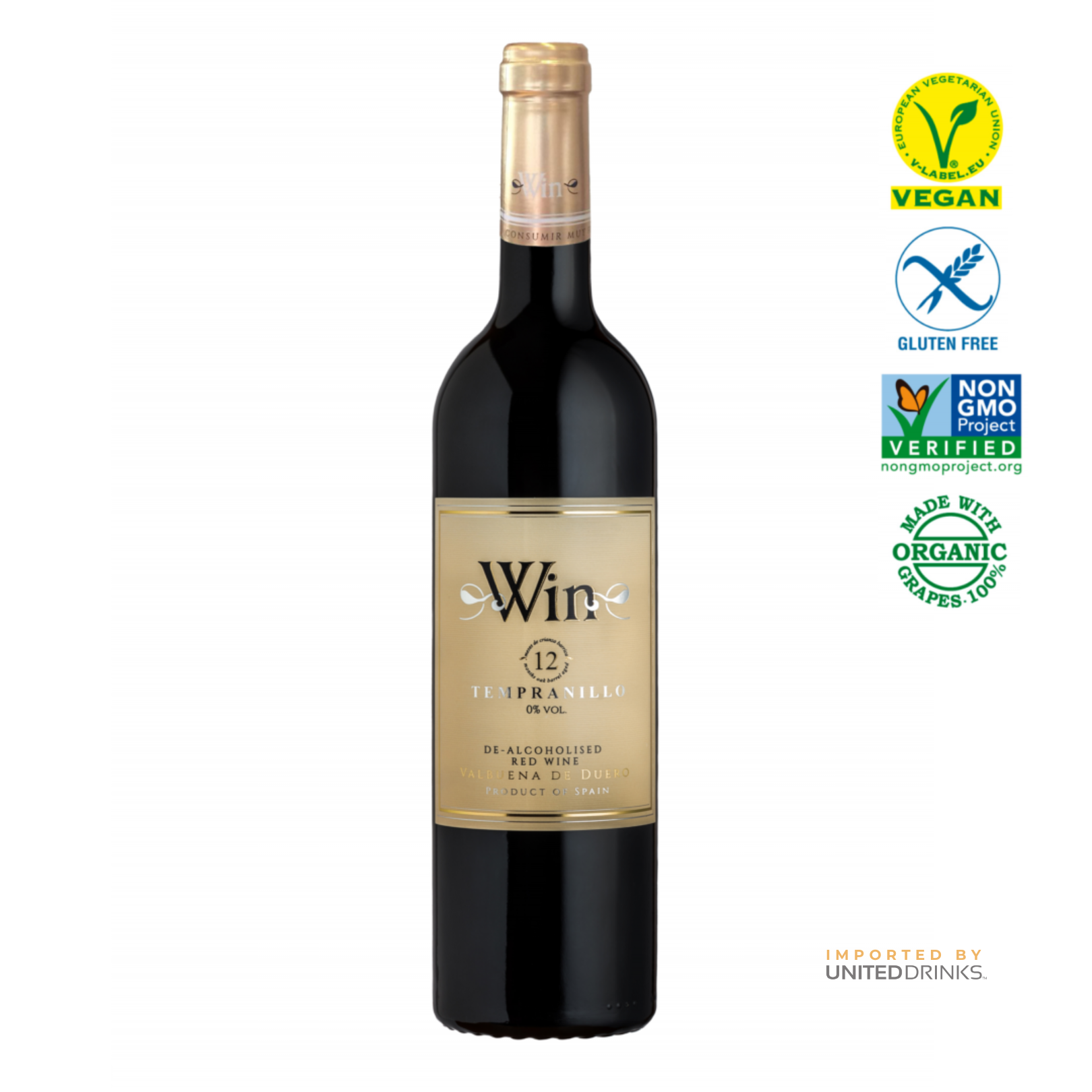 Win Tempranillo 12 Months Aged Organic De-Alcoholised Red Wine 75cl 0% ABV