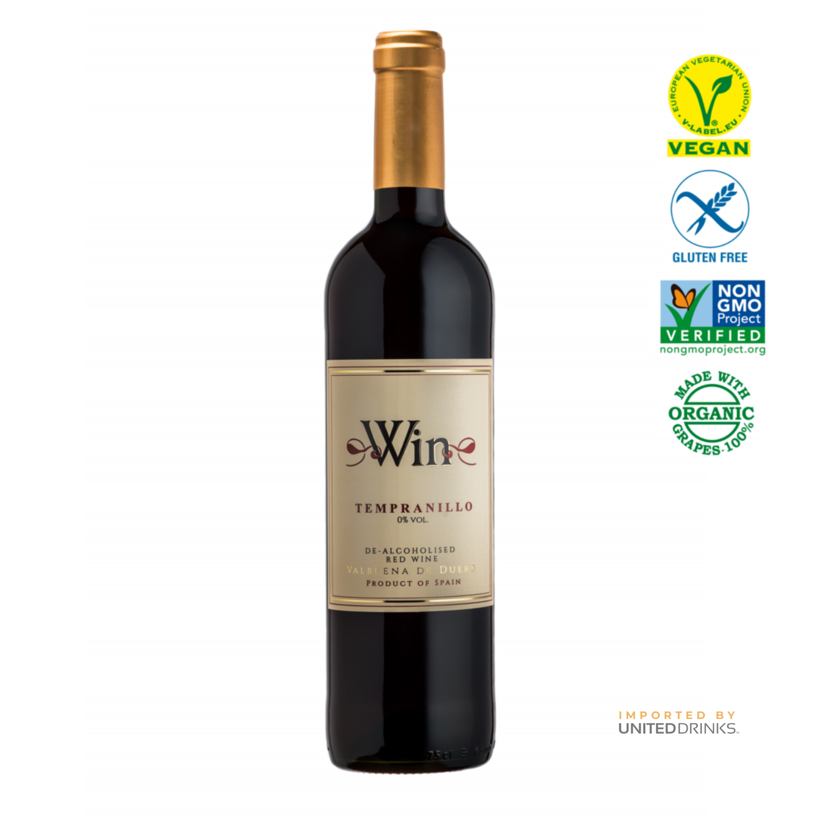 Win Tempranillo Organic De-Alcoholised Red Wine 75cl 0% ABV